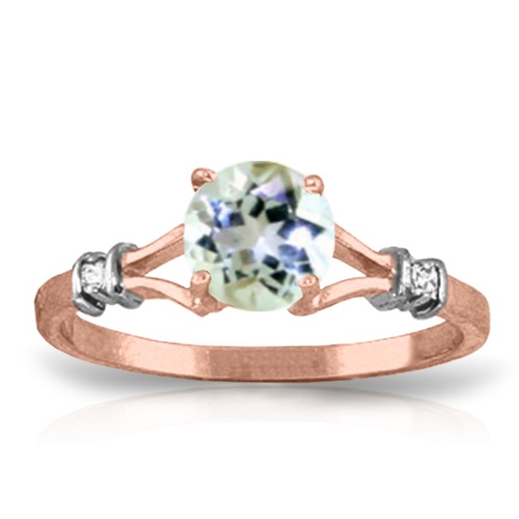 GOLD RING WITH NATURAL DIAMONDS & AQUAMARINE